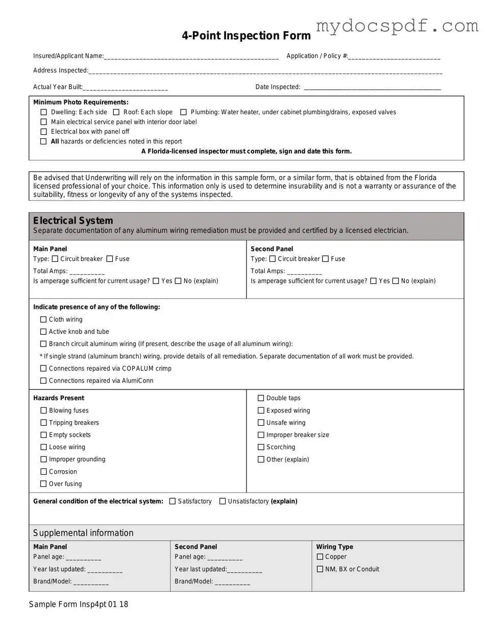 Get 4 Point Inspection Form in PDF