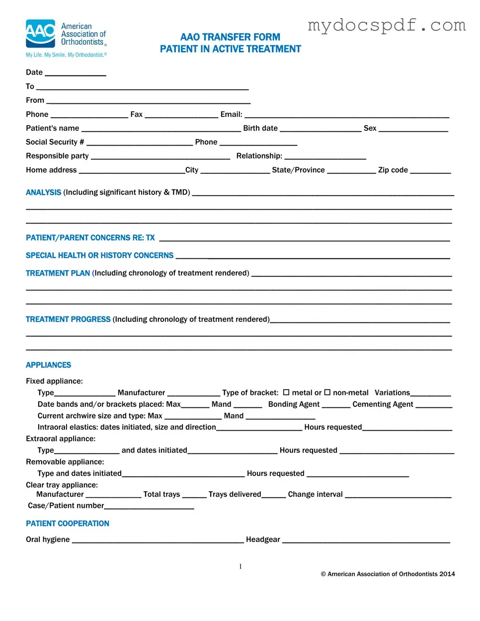 Get Aao Transfer Form in PDF