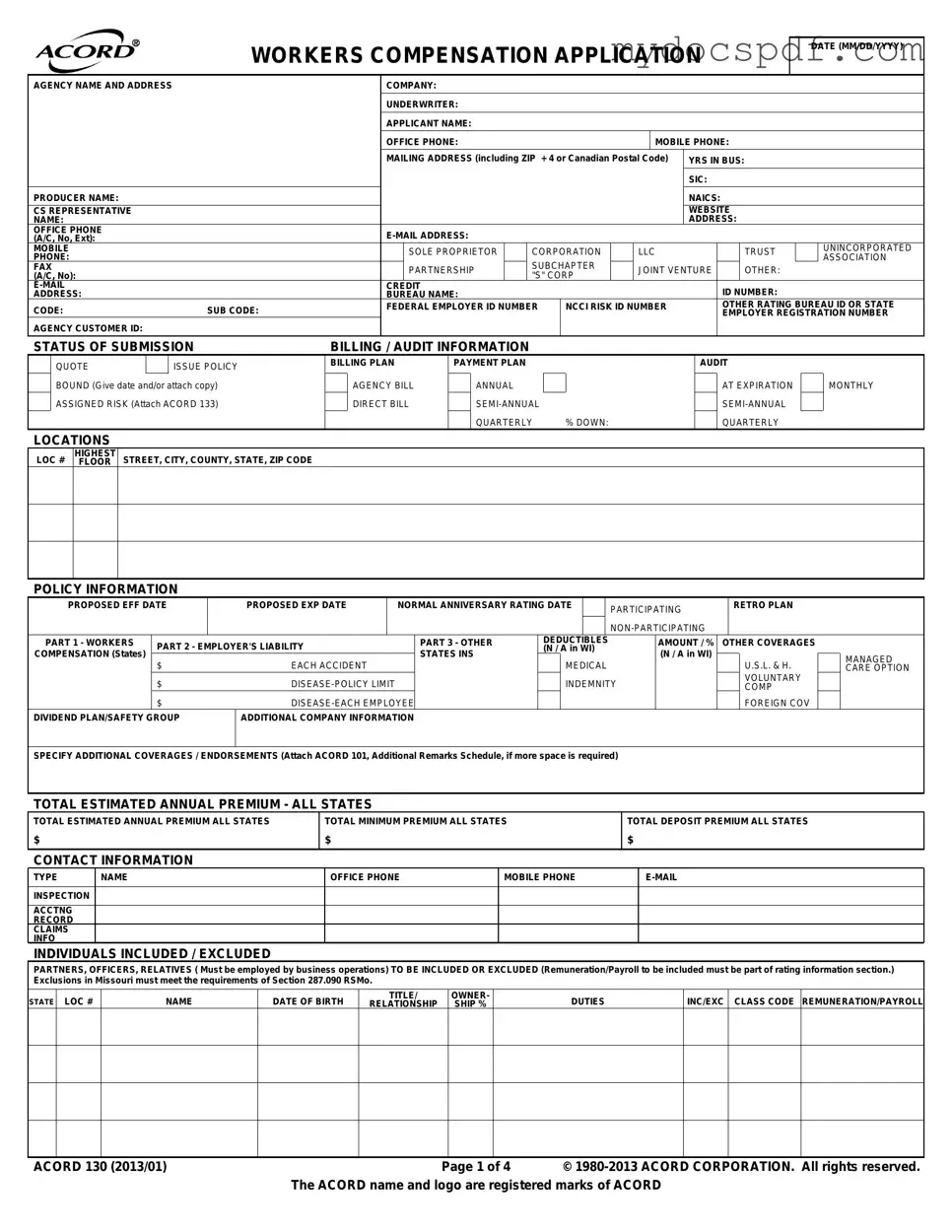 Get Acord 130 Form in PDF