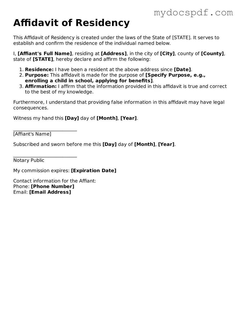 Attorney-Approved Affidavit of Residency Template