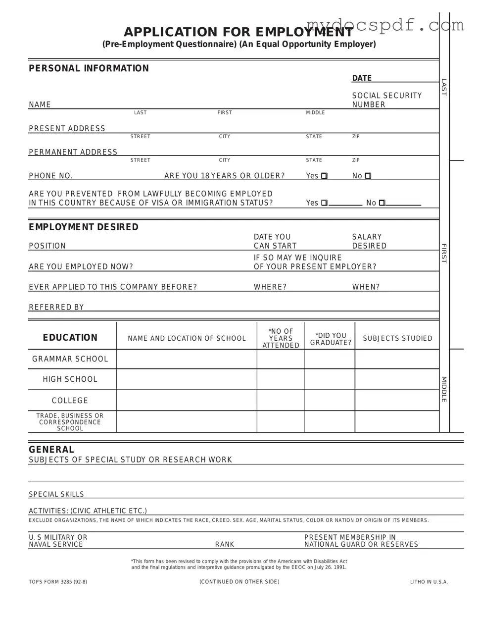 Get Employment Application Pdf Form in PDF