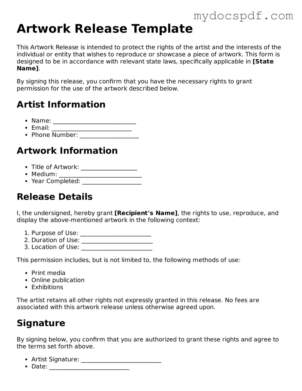 Attorney-Approved Artwork Release Template