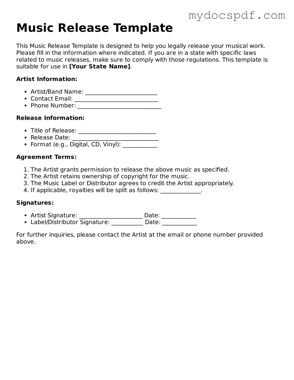 Attorney-Approved Music Release Template