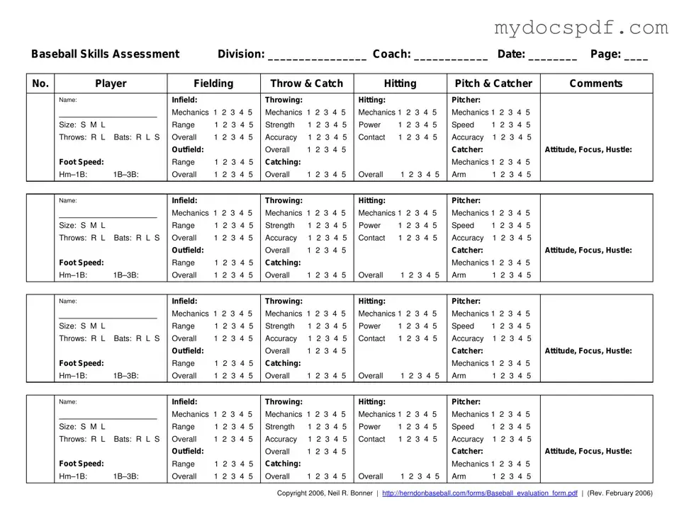 Get Baseball Assessment Form in PDF