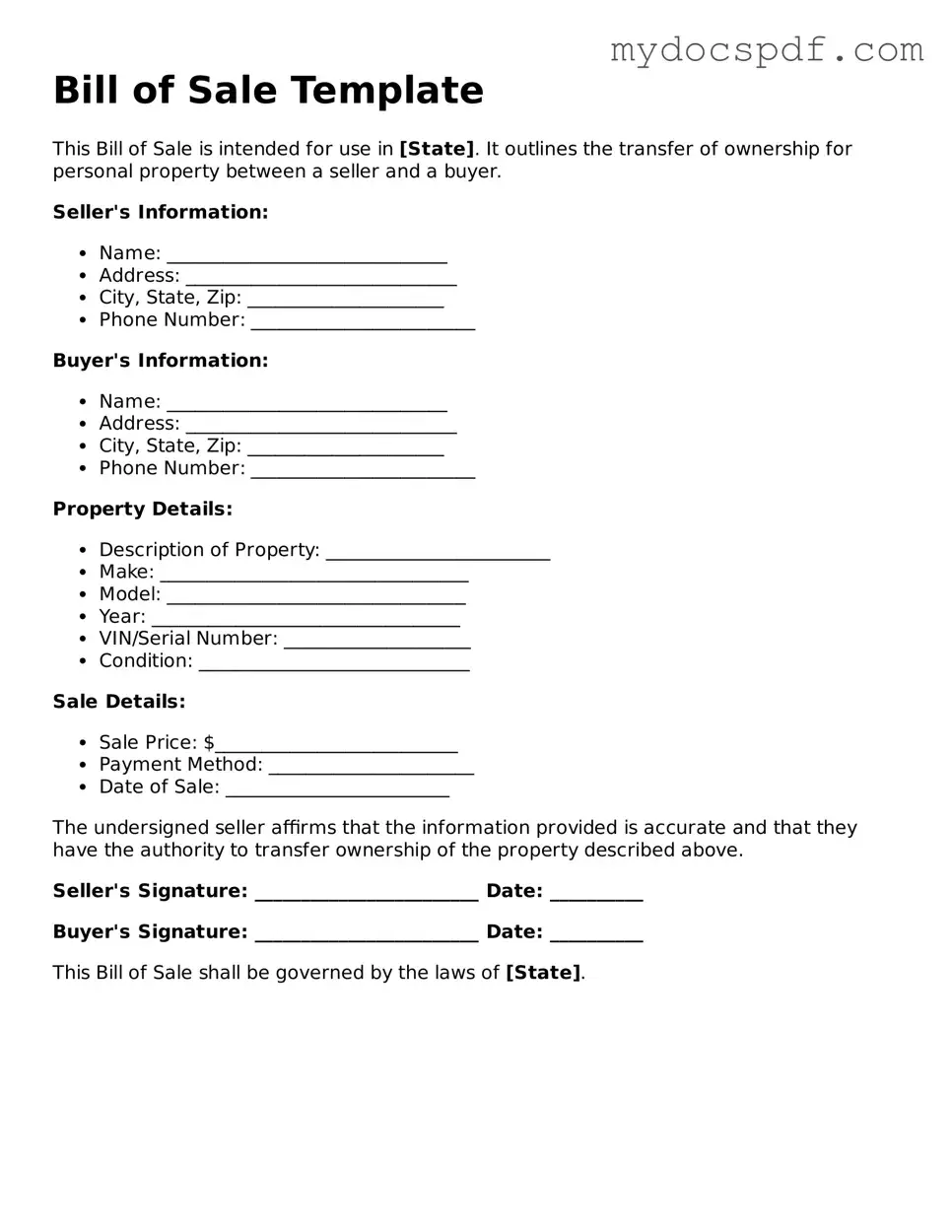 Attorney-Approved Bill of Sale Template