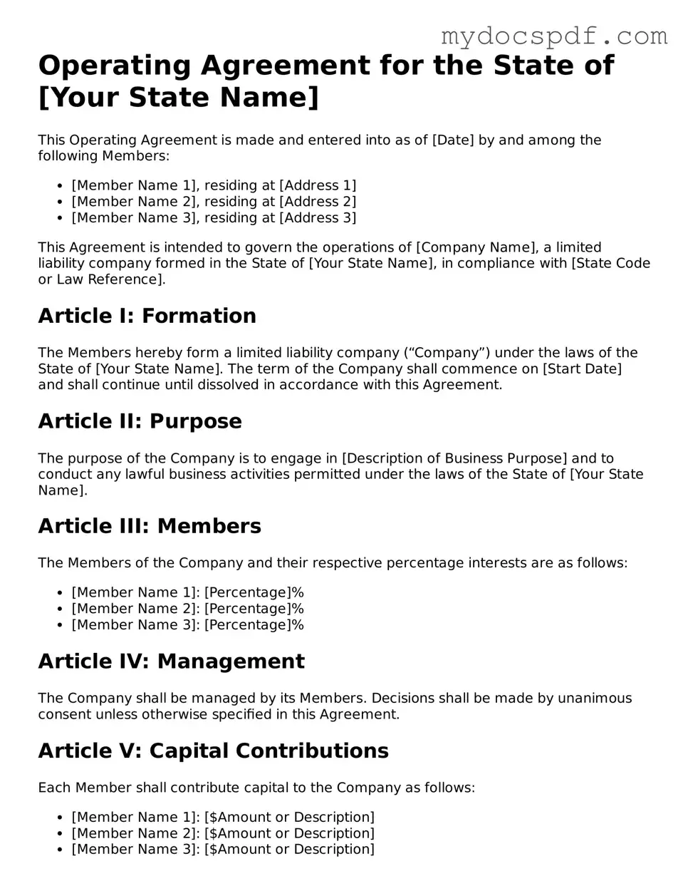 Attorney-Approved Operating Agreement Template