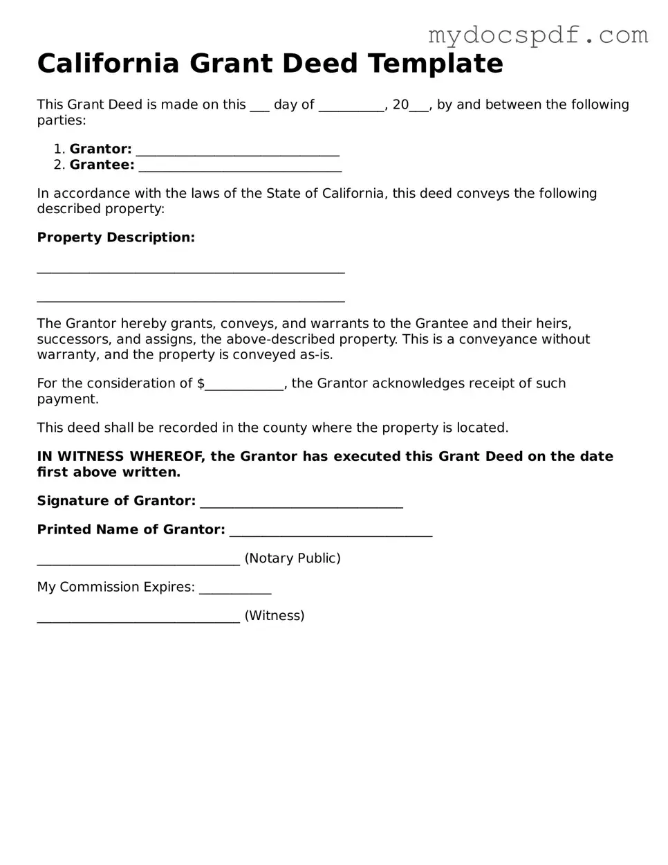 Fillable California Deed Document
