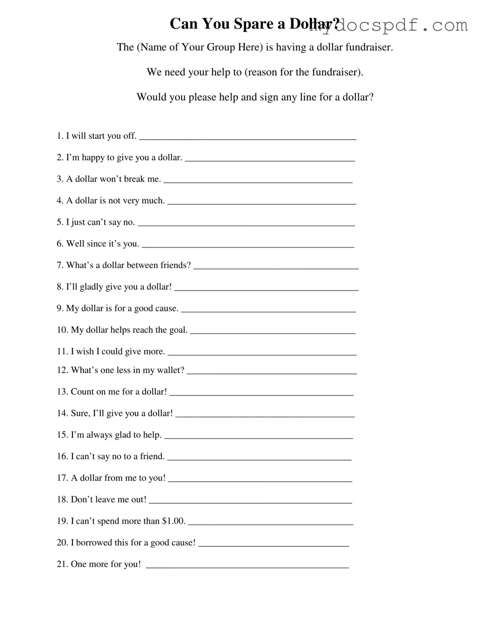 Get Donated A Dollar Form in PDF