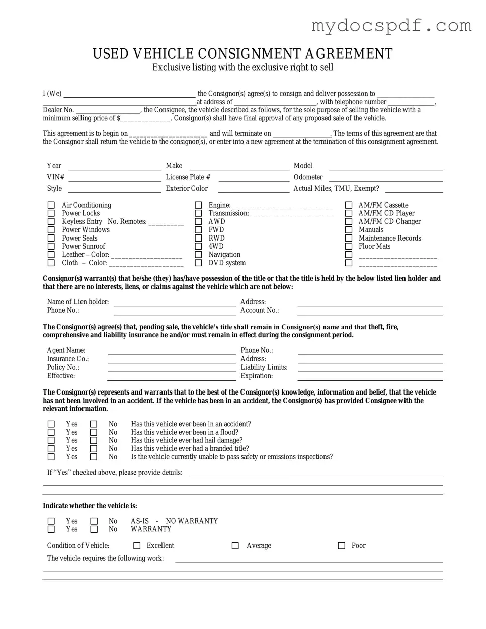 Get Car Consignment Form in PDF