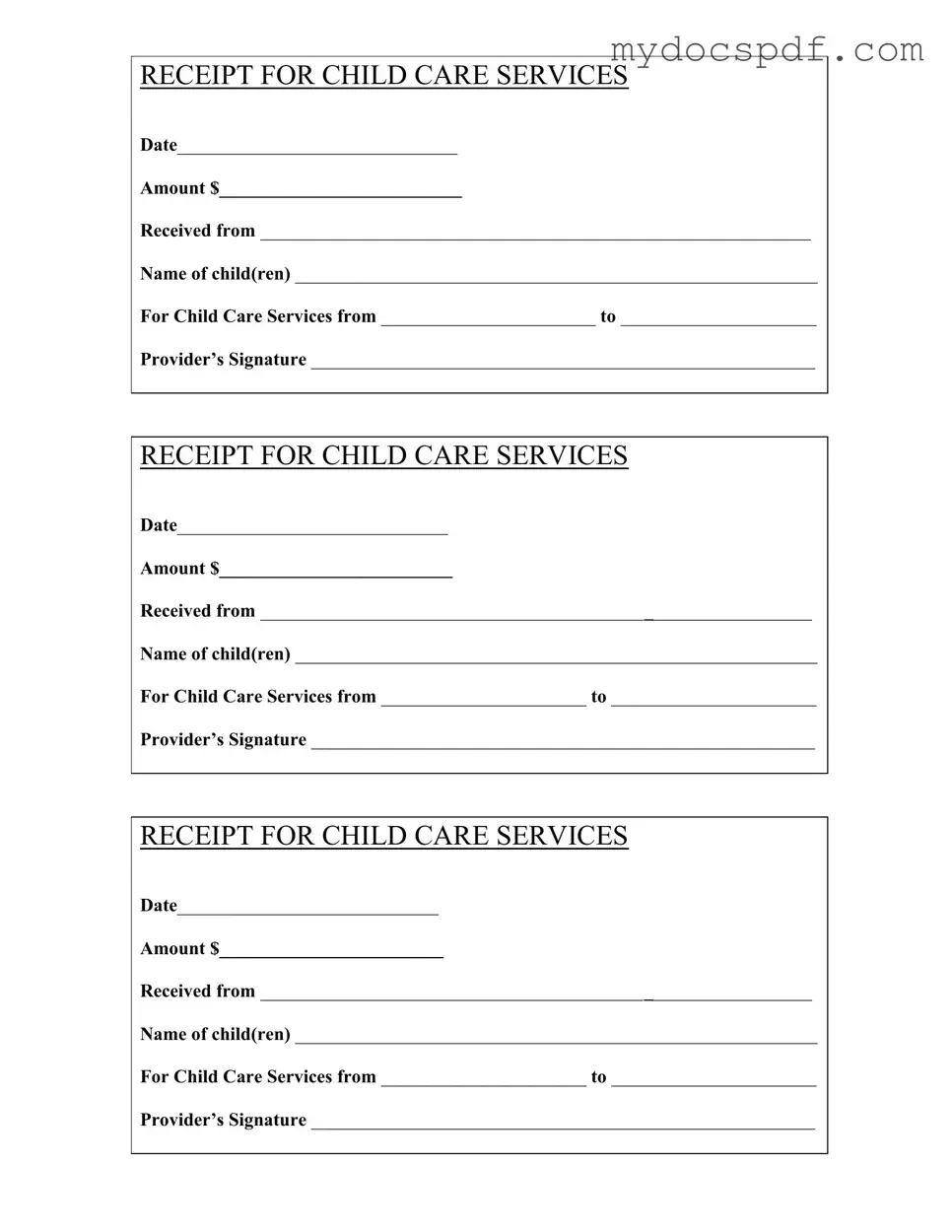 Get Childcare Receipt Form in PDF