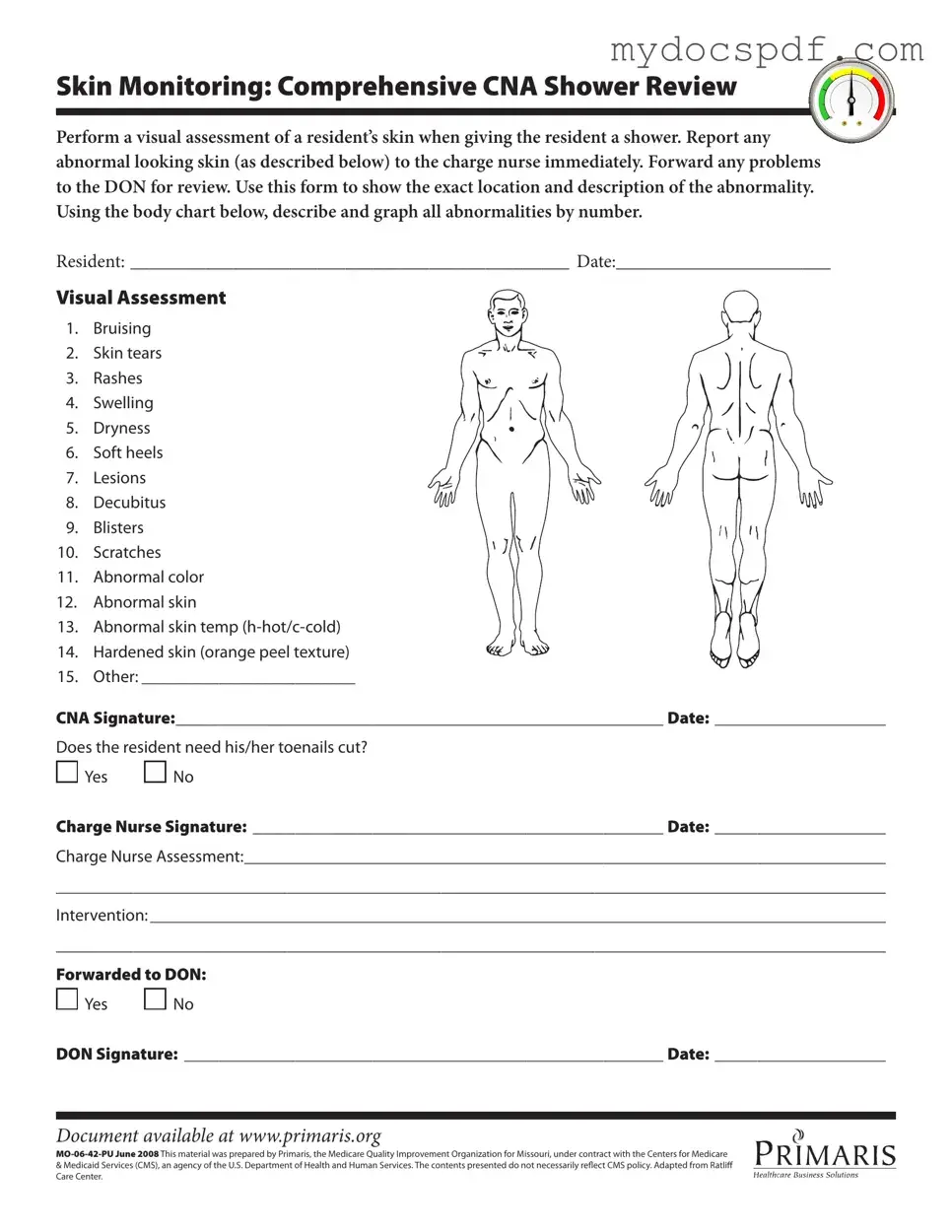 Get Cna Shower Sheets Form in PDF