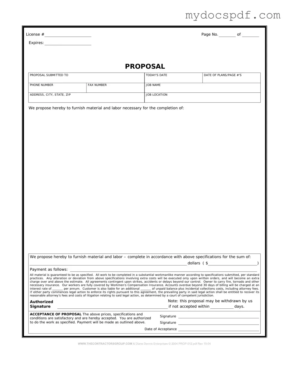 Get Construction proposal form Form in PDF