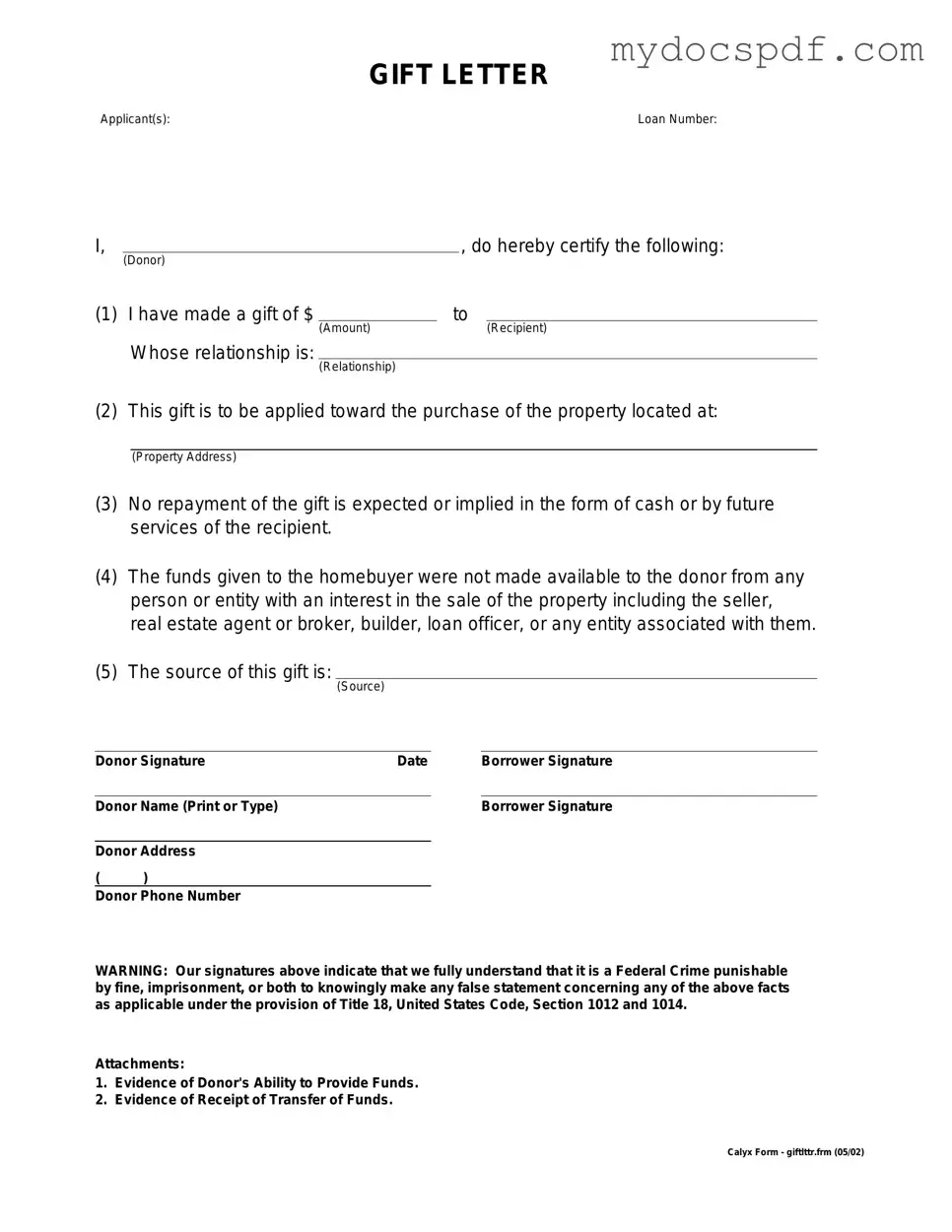 Get Gift Letter Form in PDF