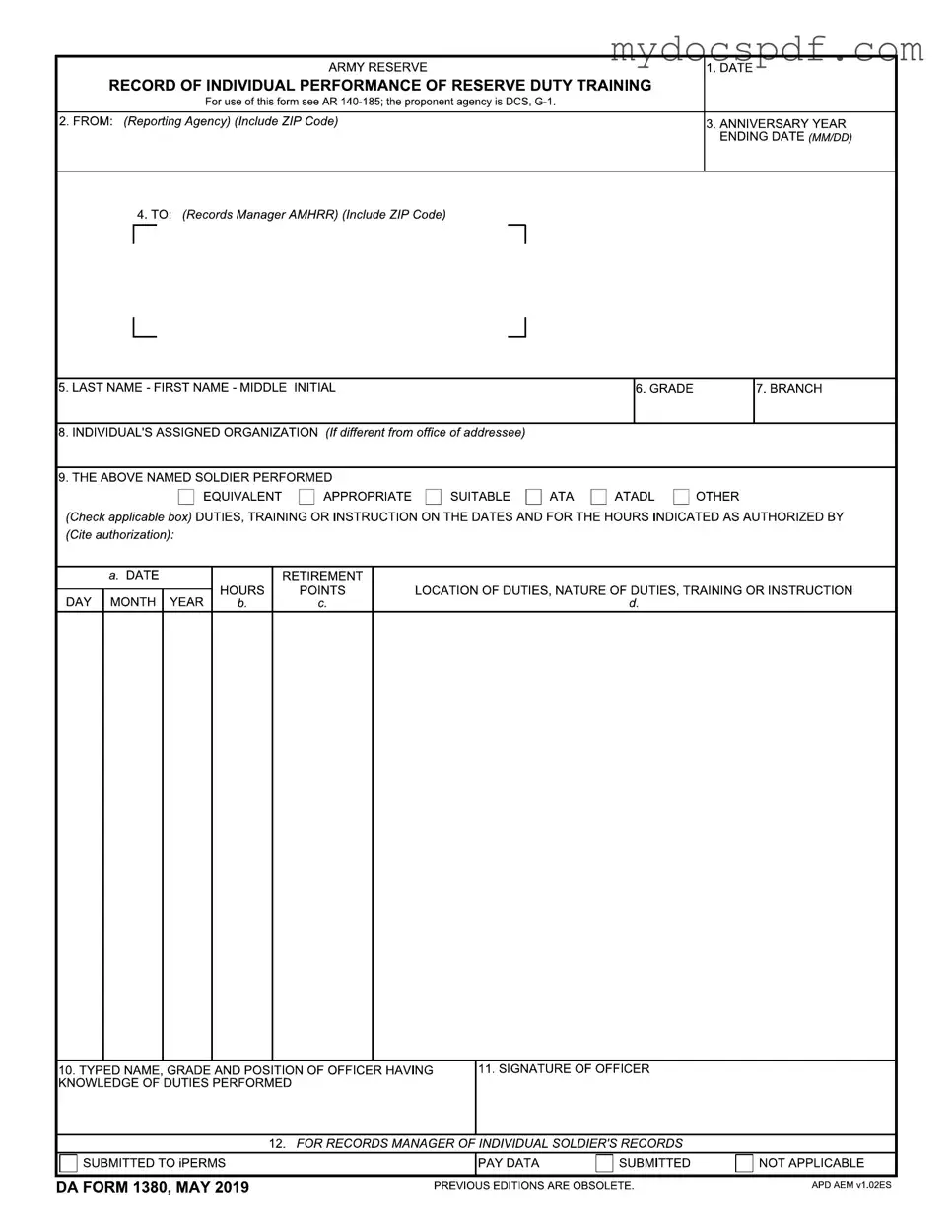 Get Da 1380 Form in PDF