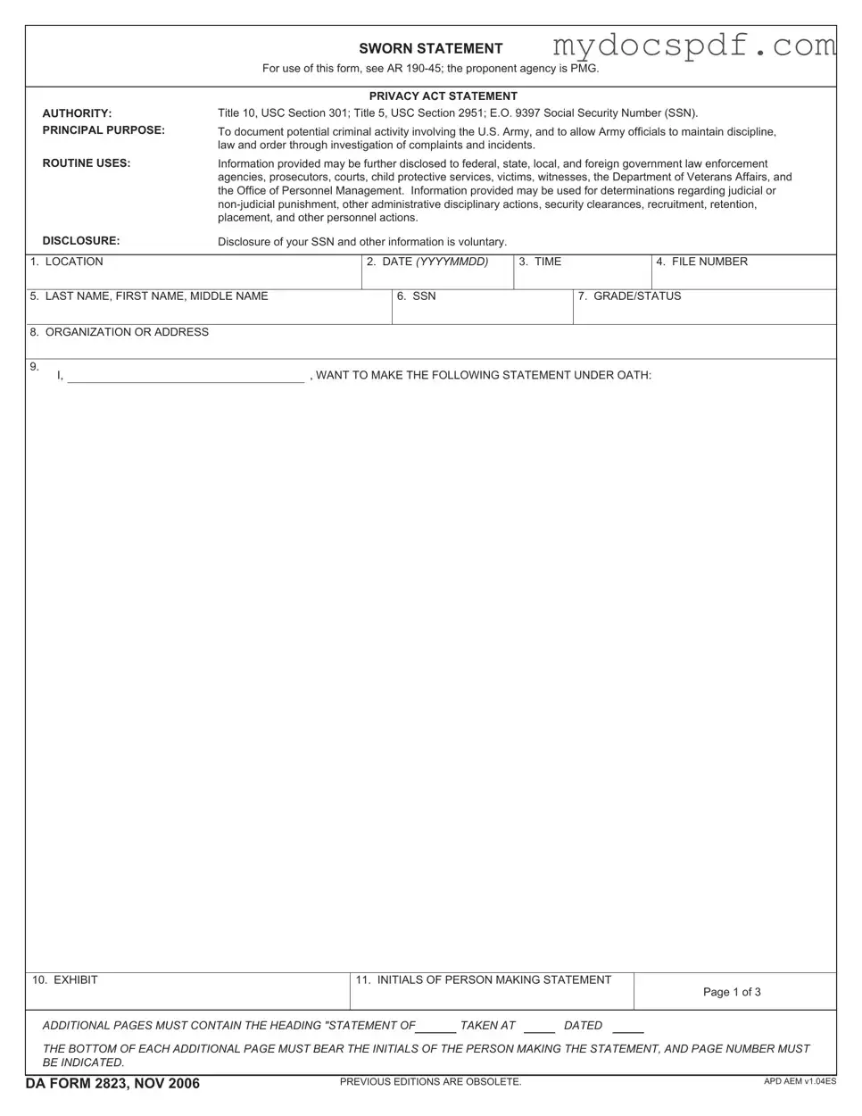 Get Da 2823 Form in PDF