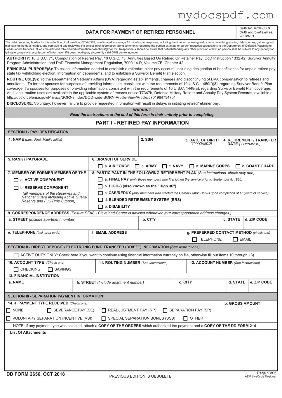 Get DD 2656 Form in PDF