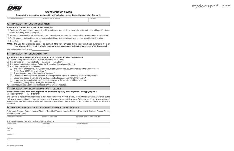 Get Dmv Reg 256 Form in PDF