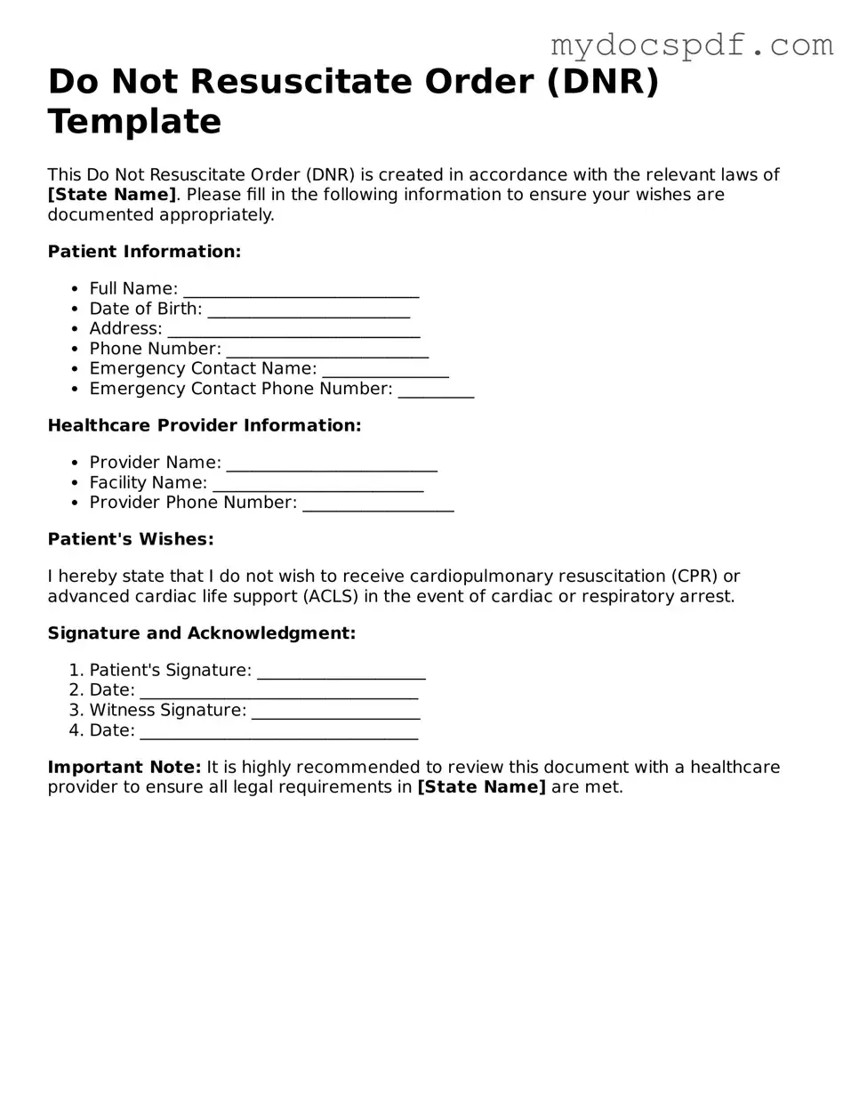 Attorney-Approved Do Not Resuscitate Order Template