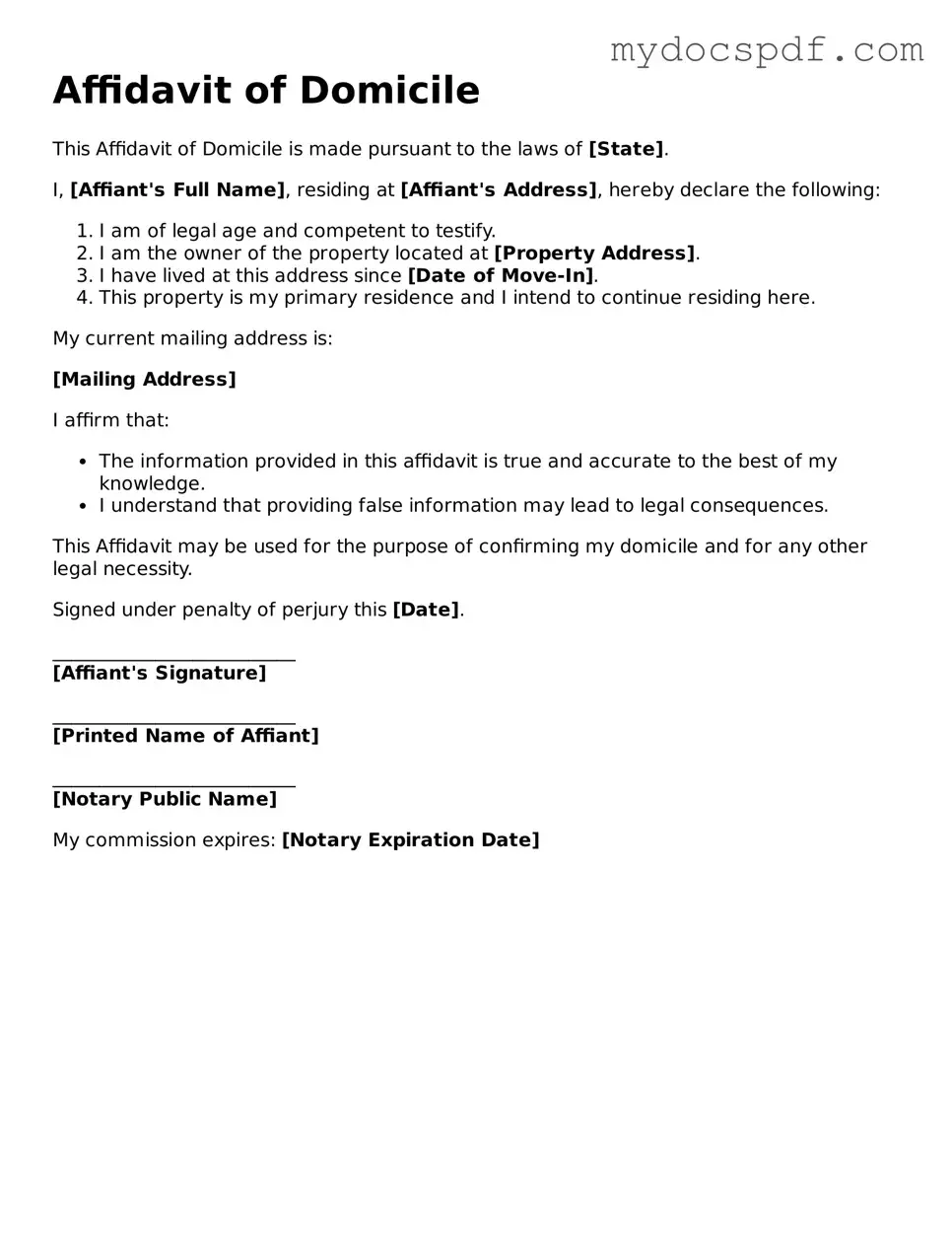 Attorney-Approved Affidavit of Domicile Template