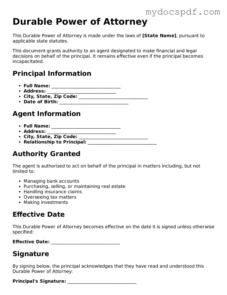 Attorney-Approved Durable Power of Attorney Template