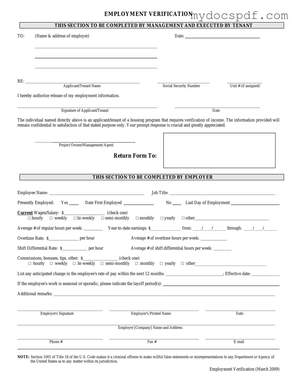 Get Employment verification form Form in PDF