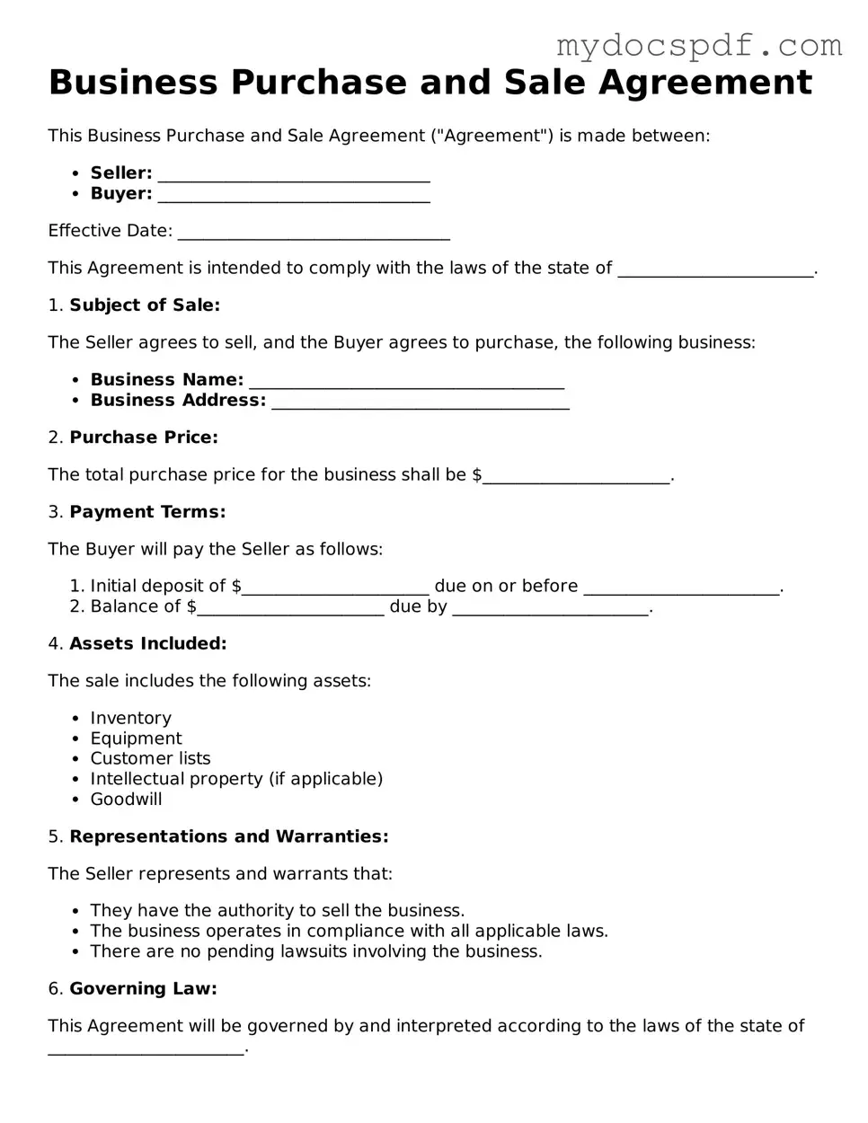 Attorney-Approved Business Purchase and Sale Agreement Template