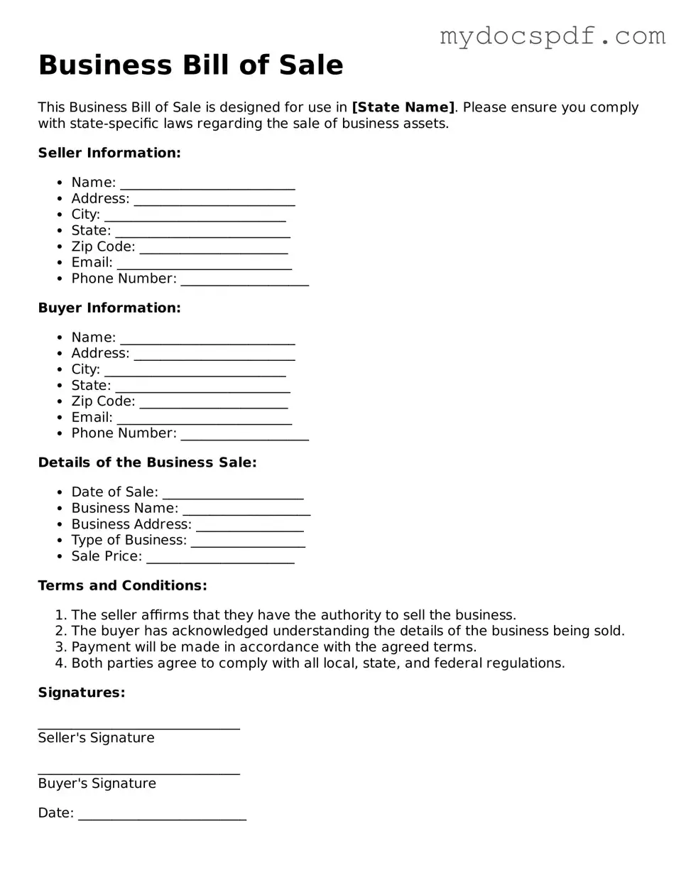Attorney-Approved Business Bill of Sale Template