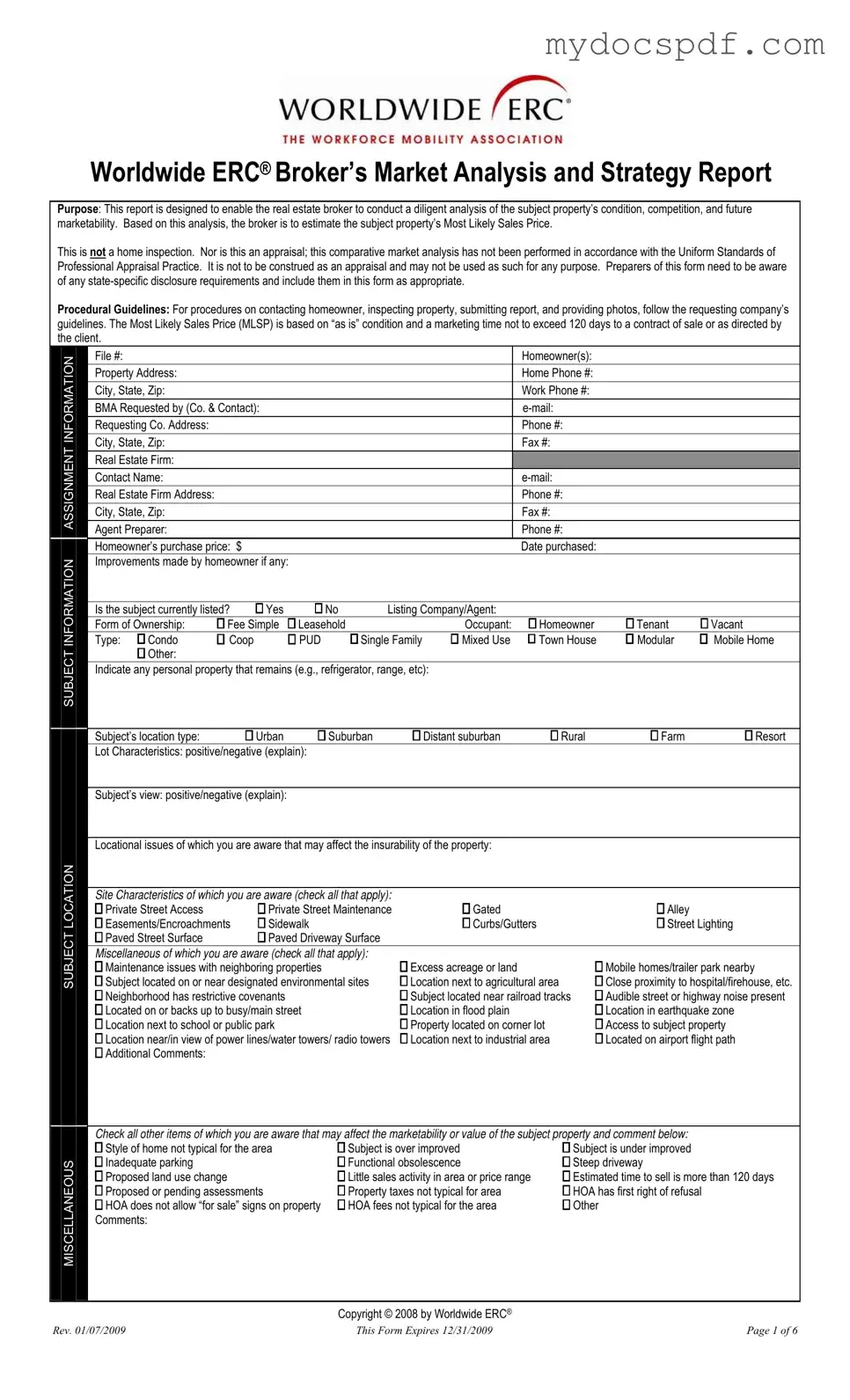 Get Erc Broker Market Analysis Form in PDF