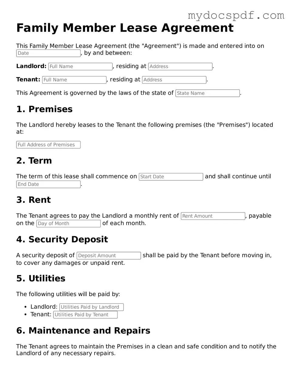 Attorney-Approved Family Member Lease Agreement Template