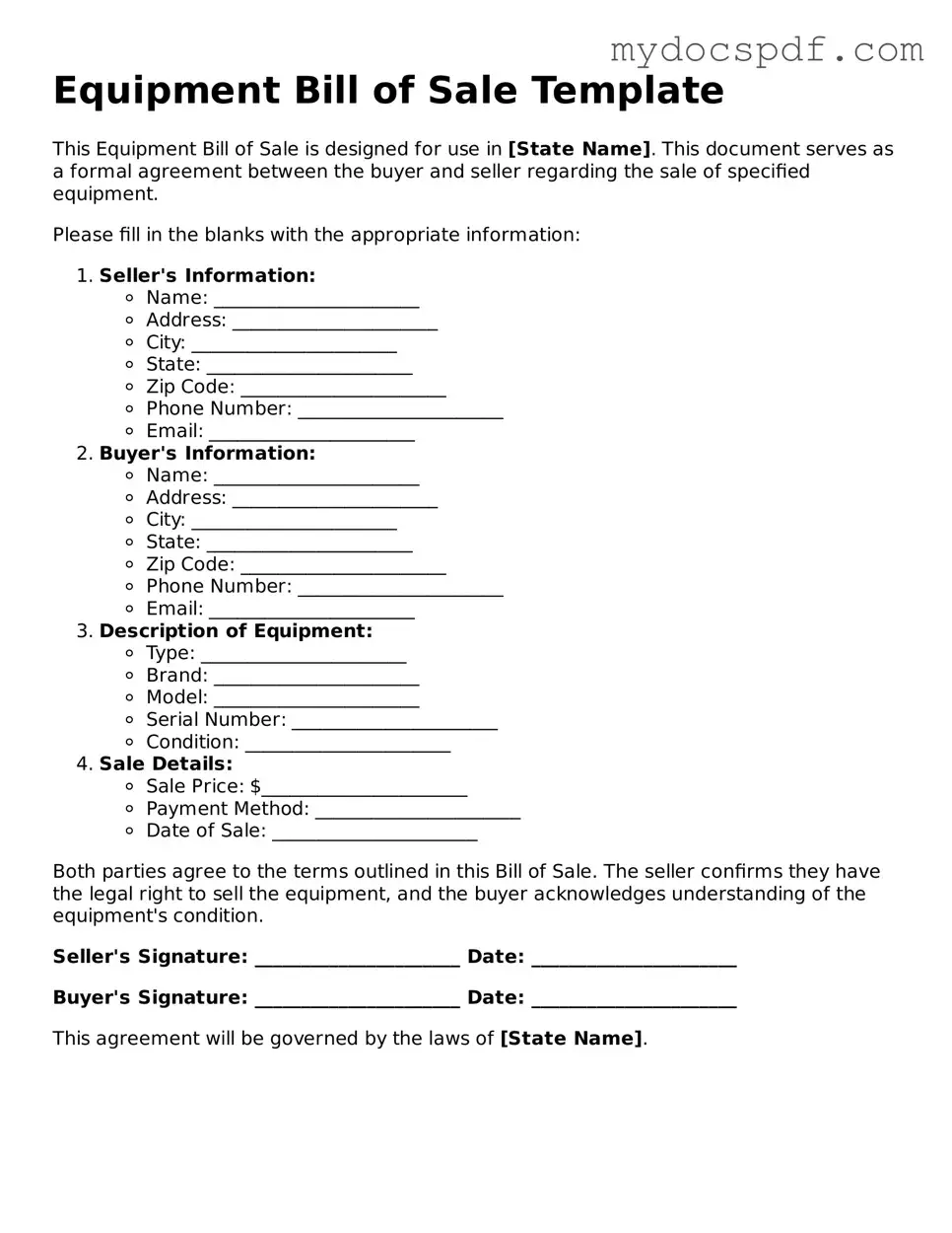 Attorney-Approved Equipment Bill of Sale Template