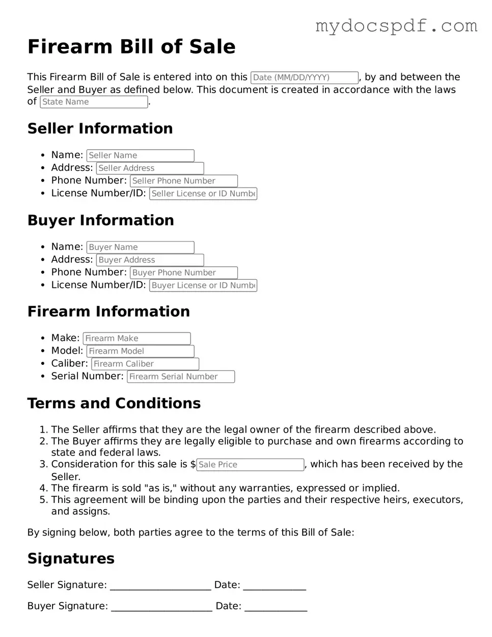 Attorney-Approved Firearm Bill of Sale Template