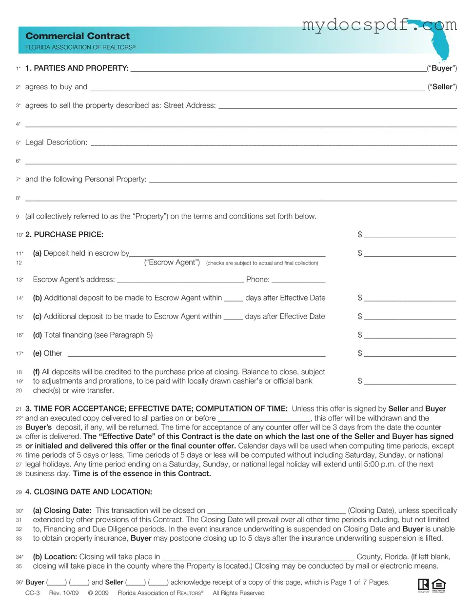 Get Florida Commercial Contract Form in PDF