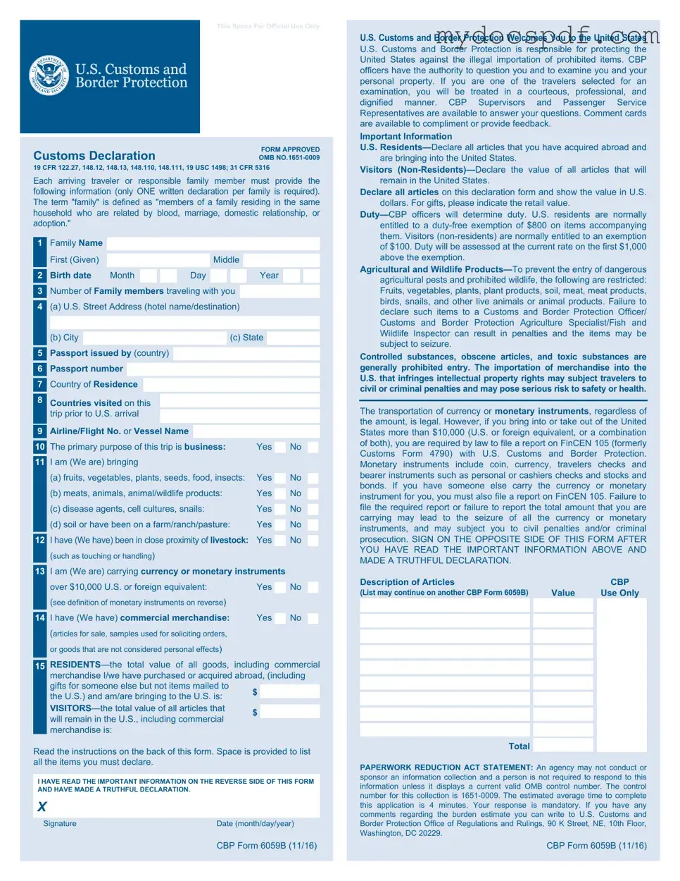 Get CBP 6059B Form in PDF