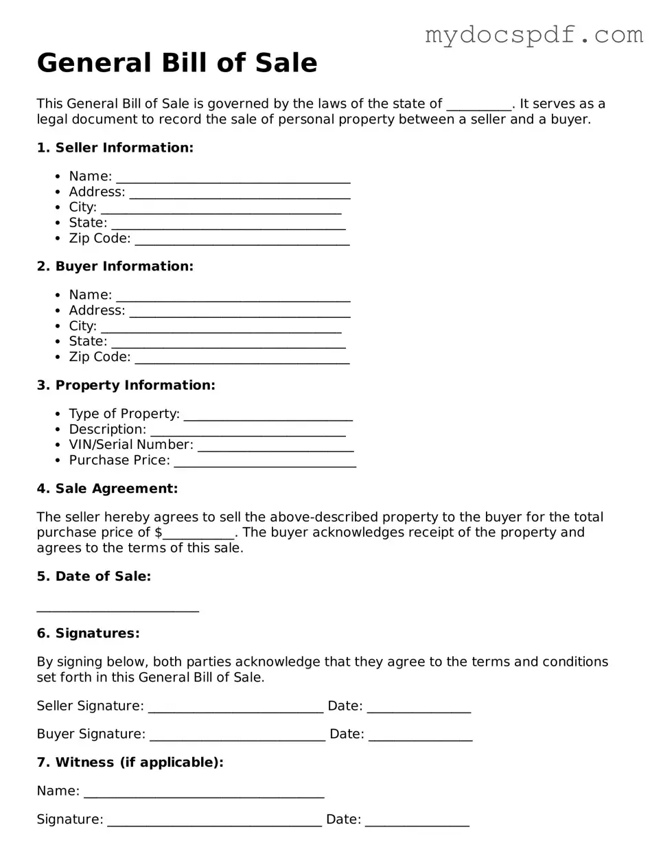 Attorney-Approved General Bill of Sale Template