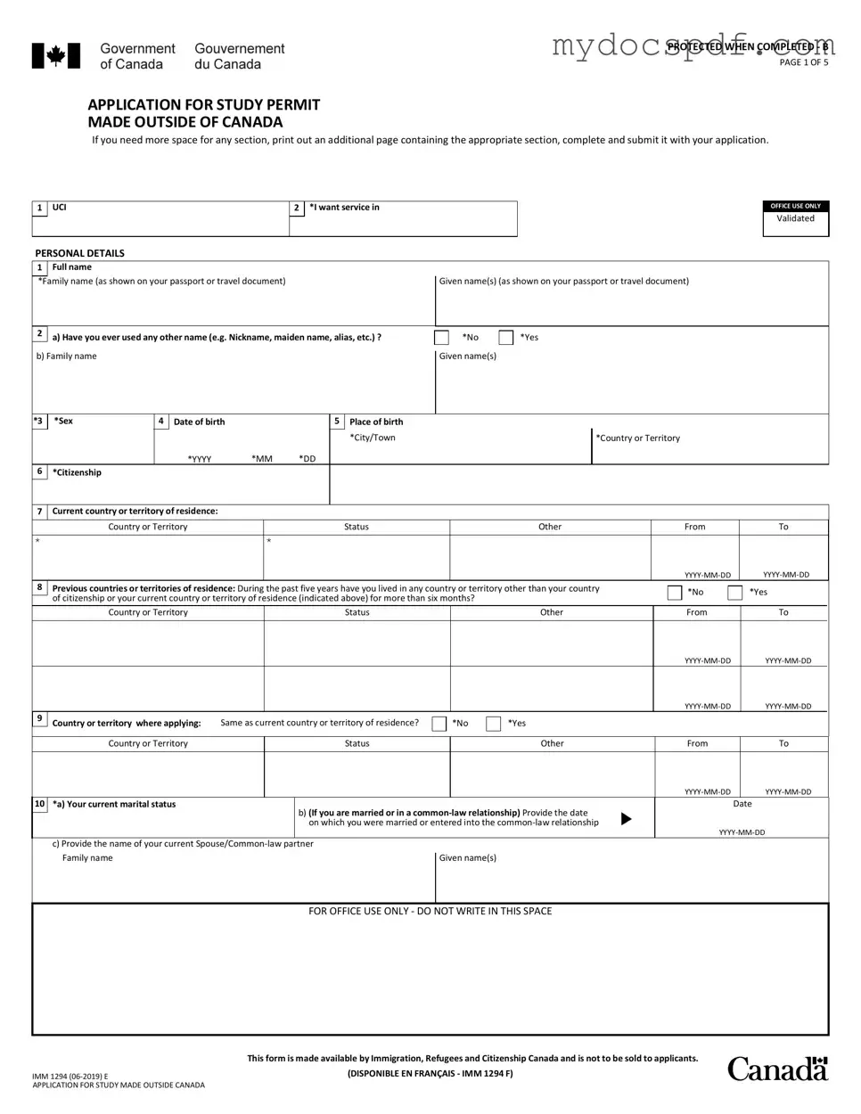 Get Imm 1294 Form in PDF