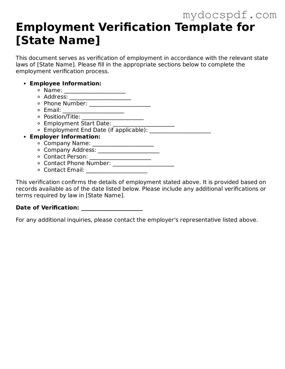 Attorney-Approved Employment Verification Template