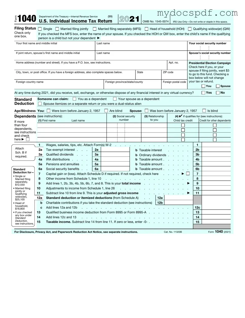 Get IRS 1040 Form in PDF