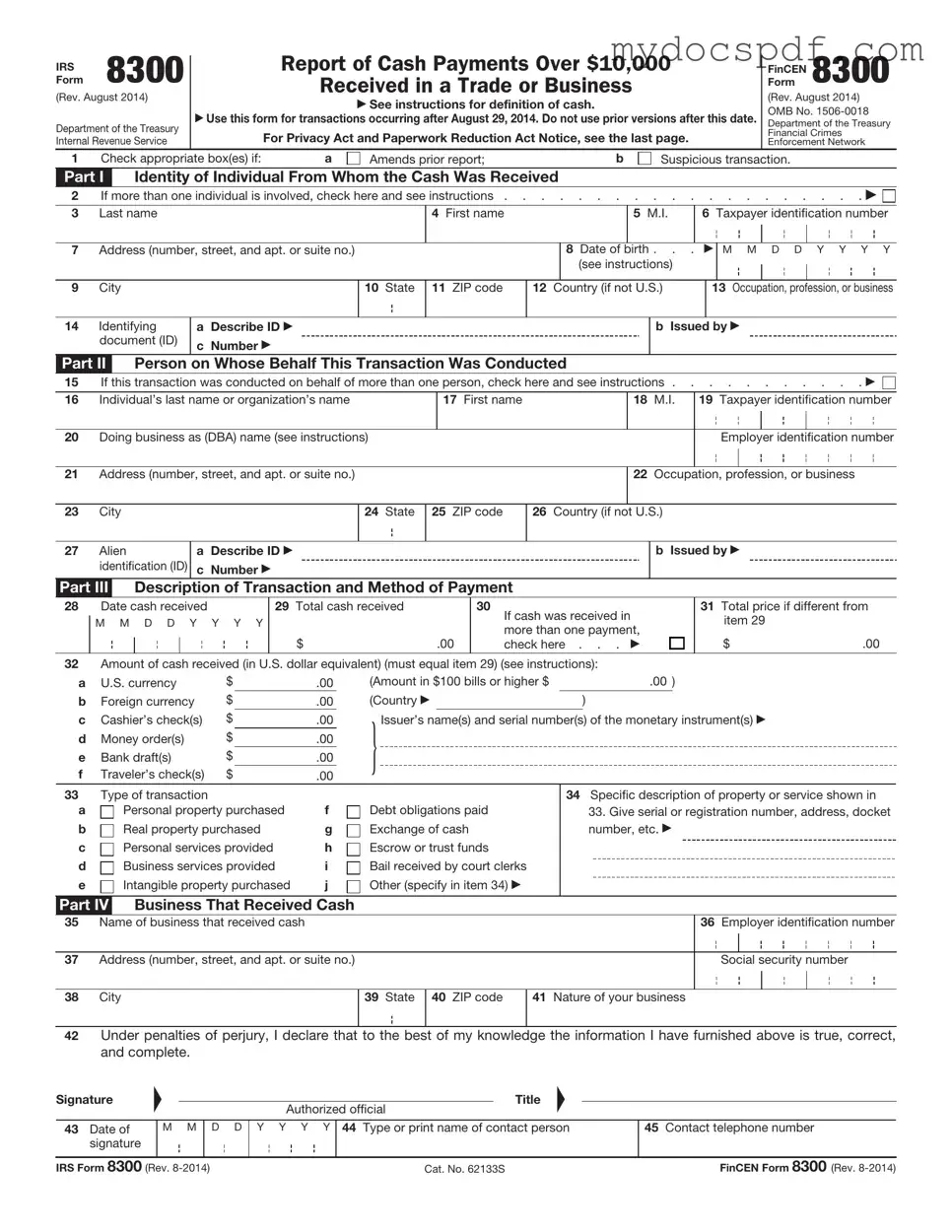 Get IRS 8300 Form in PDF