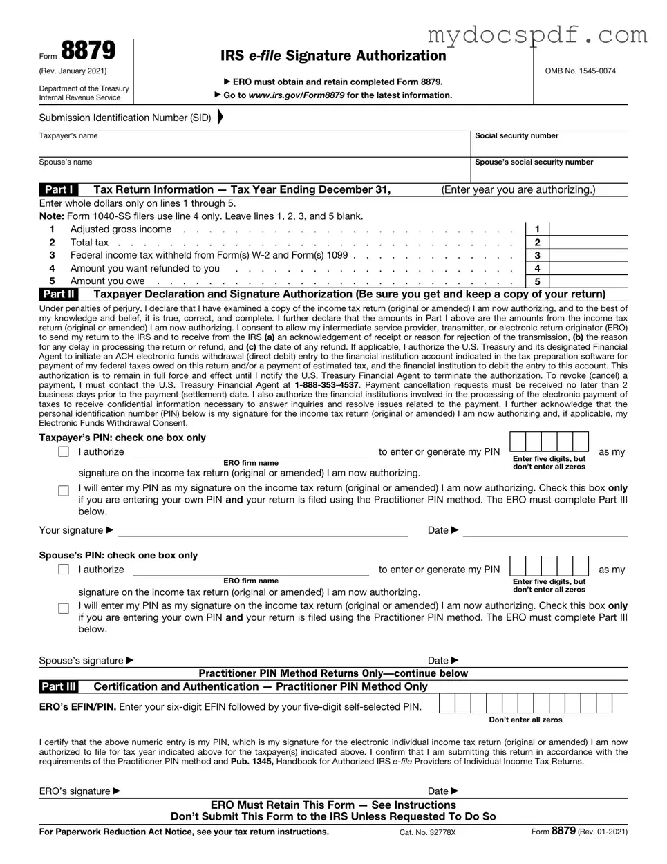 Get IRS 8879 Form in PDF