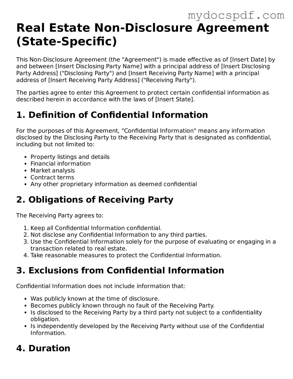 Attorney-Approved Real Estate Non-Disclosure Agreement Template