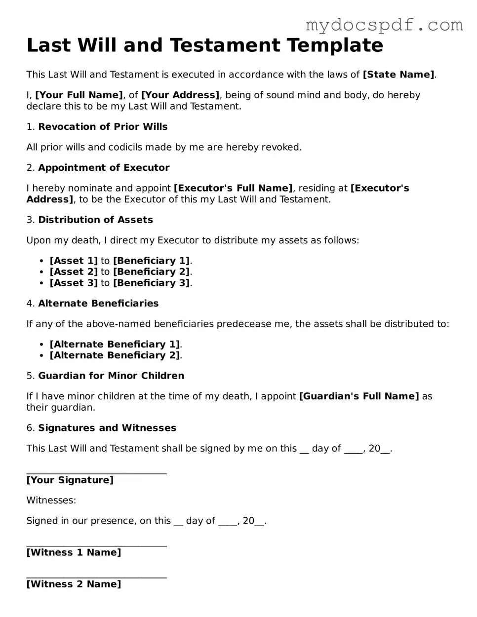 Attorney-Approved Last Will and Testament Template