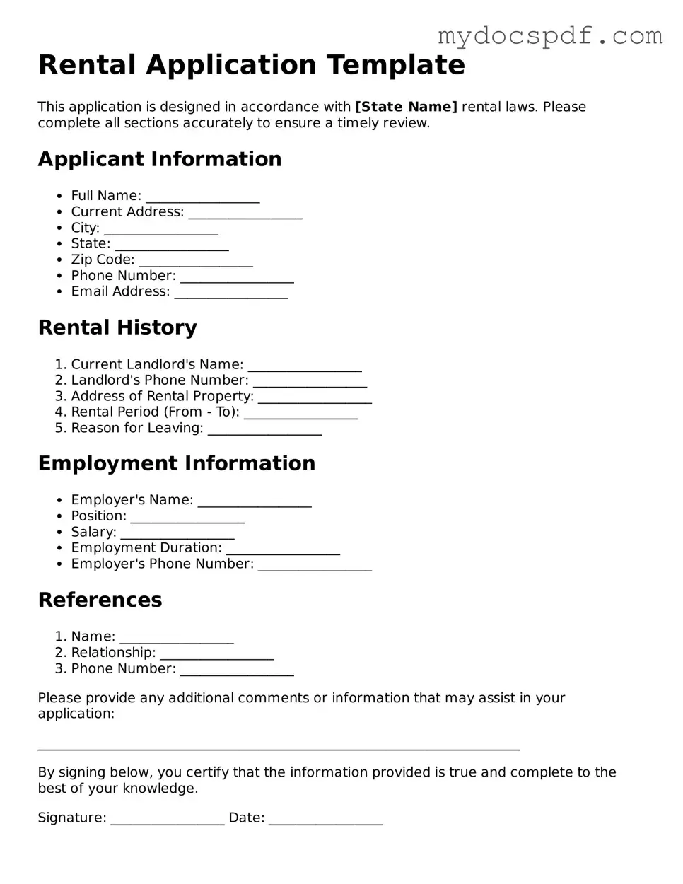 Attorney-Approved Rental Application Template