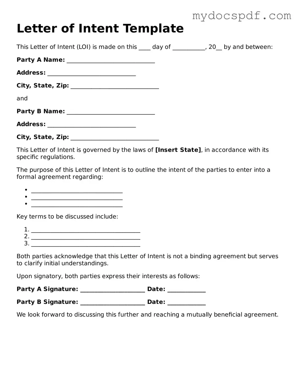 Attorney-Approved Letter of Intent Template
