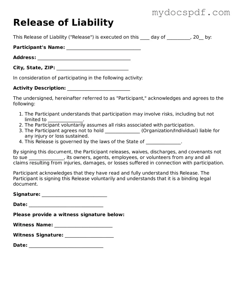 Attorney-Approved Release of Liability Template
