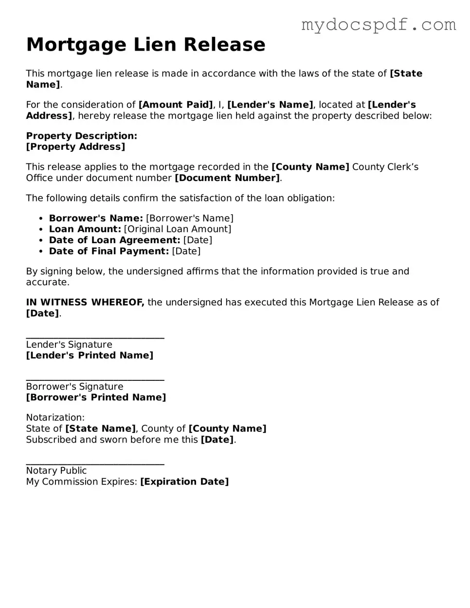 Attorney-Approved Mortgage Lien Release Template