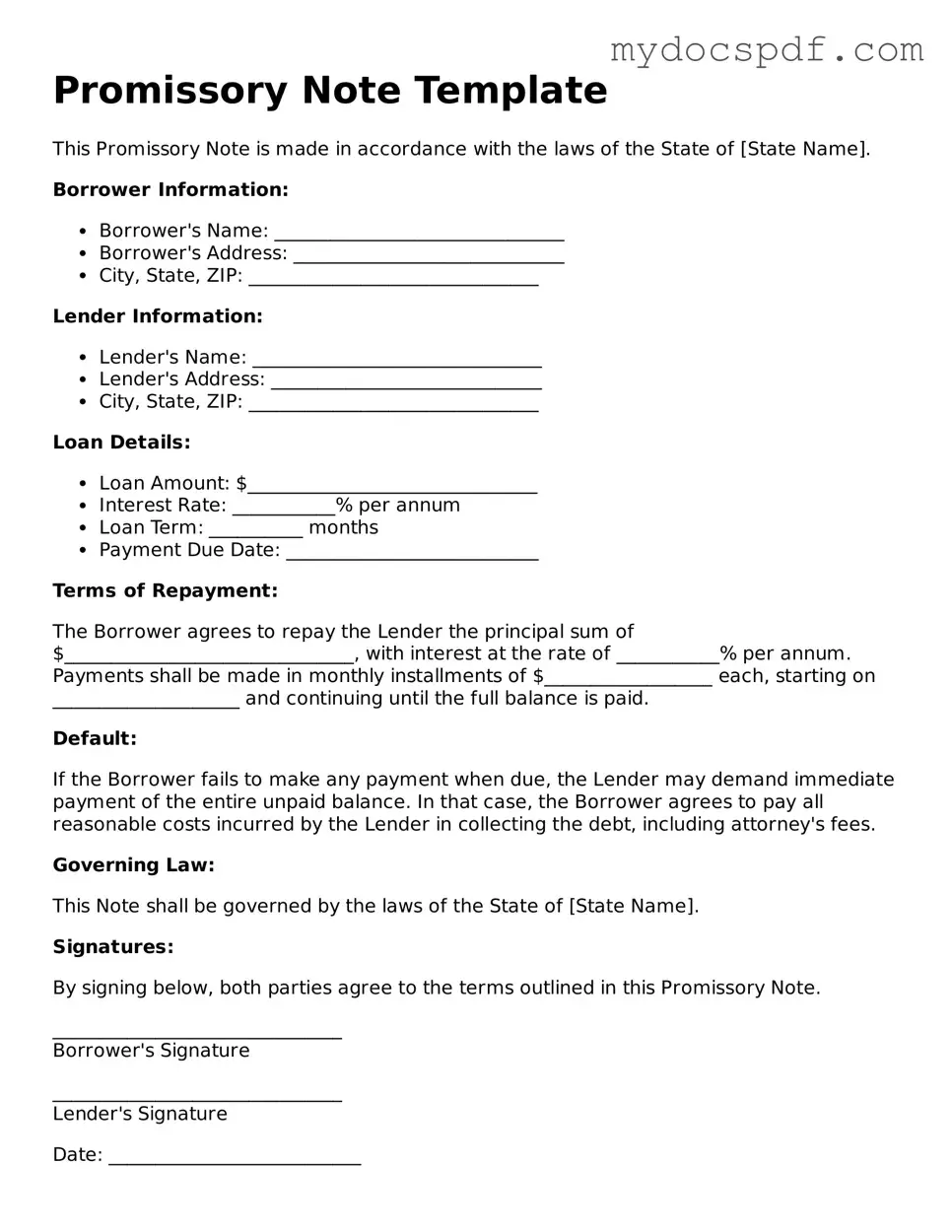 Attorney-Approved Promissory Note Template