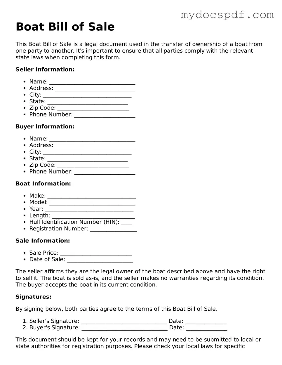 Attorney-Approved Boat Bill of Sale Template