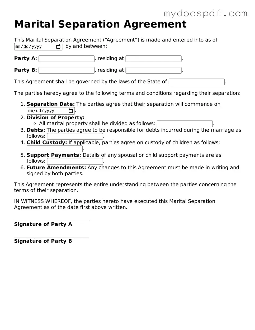 Attorney-Approved Marital Separation Agreement Template