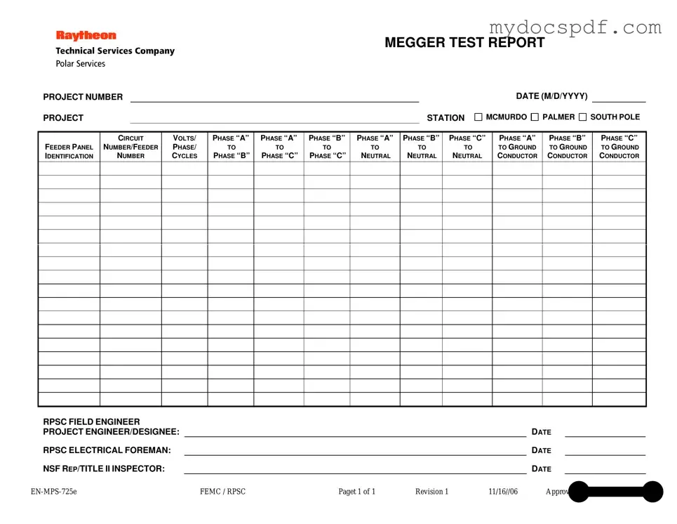 Get Megger Test Form in PDF