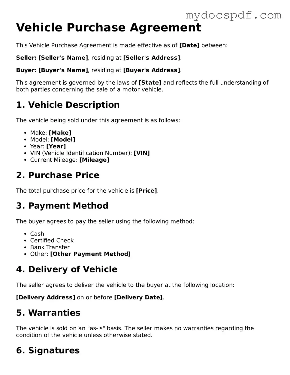 Attorney-Approved Vehicle Purchase Agreement Template